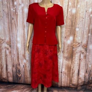 Maggy London‎ Floral Skirt and Silk Jacket Set